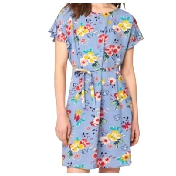 Beach Lunch Lounge Blue Floral Shift Dress Small - Picture 2 of 5